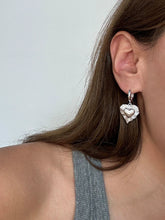 S925 Sterling Silver Textured 3D Heart Earrings